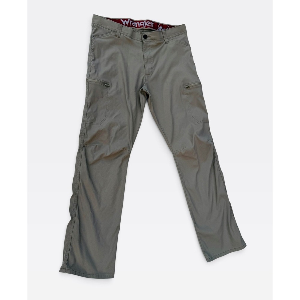 Wrangler ATG Utility Pants Mens 34x30 Tan GUC Stretch Nylon Zip Pocket 10NW788FR